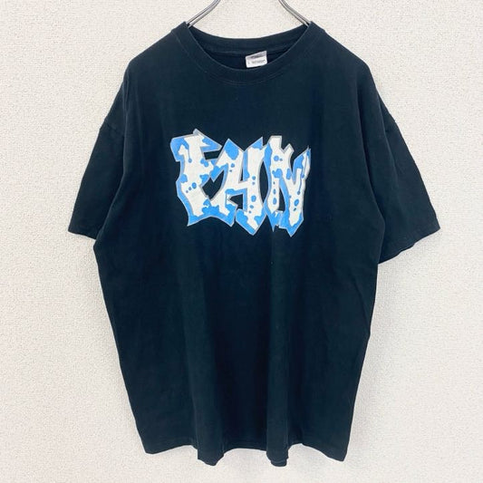 古着 used　GILDAN　ギルダン　半袖英字ロゴデザインTシャツ　バックプリント　黒　ブラック　春夏服　Lサイズ