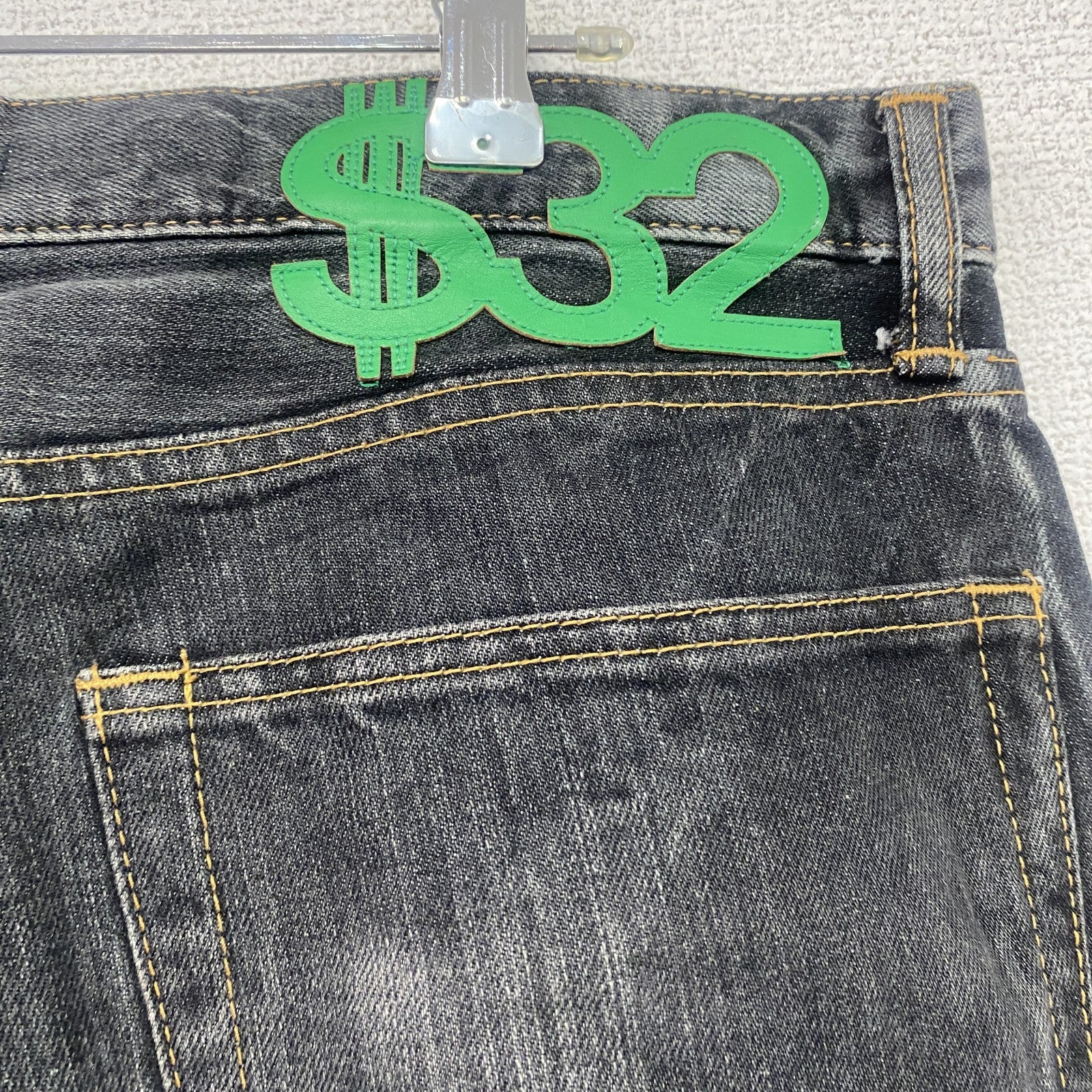 SWAGGER　スワッガー　ブラックデニムパンツ/ダメージジーンズ　ハチの巣　縦落ち　鬼ヒゲ　ジップフライ　黒　ブラック　32サイズ