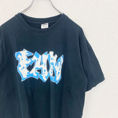 古着 used　GILDAN　ギルダン　半袖英字ロゴデザインTシャツ　バックプリント　黒　ブラック　春夏服　Lサイズ