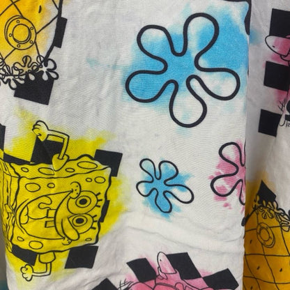 古着 used　VANS　半袖プリント柄シャツ　アニメ　カートゥーン　スポンジボブ　総柄　胸ポケット　レトロデザイン　XLサイズ