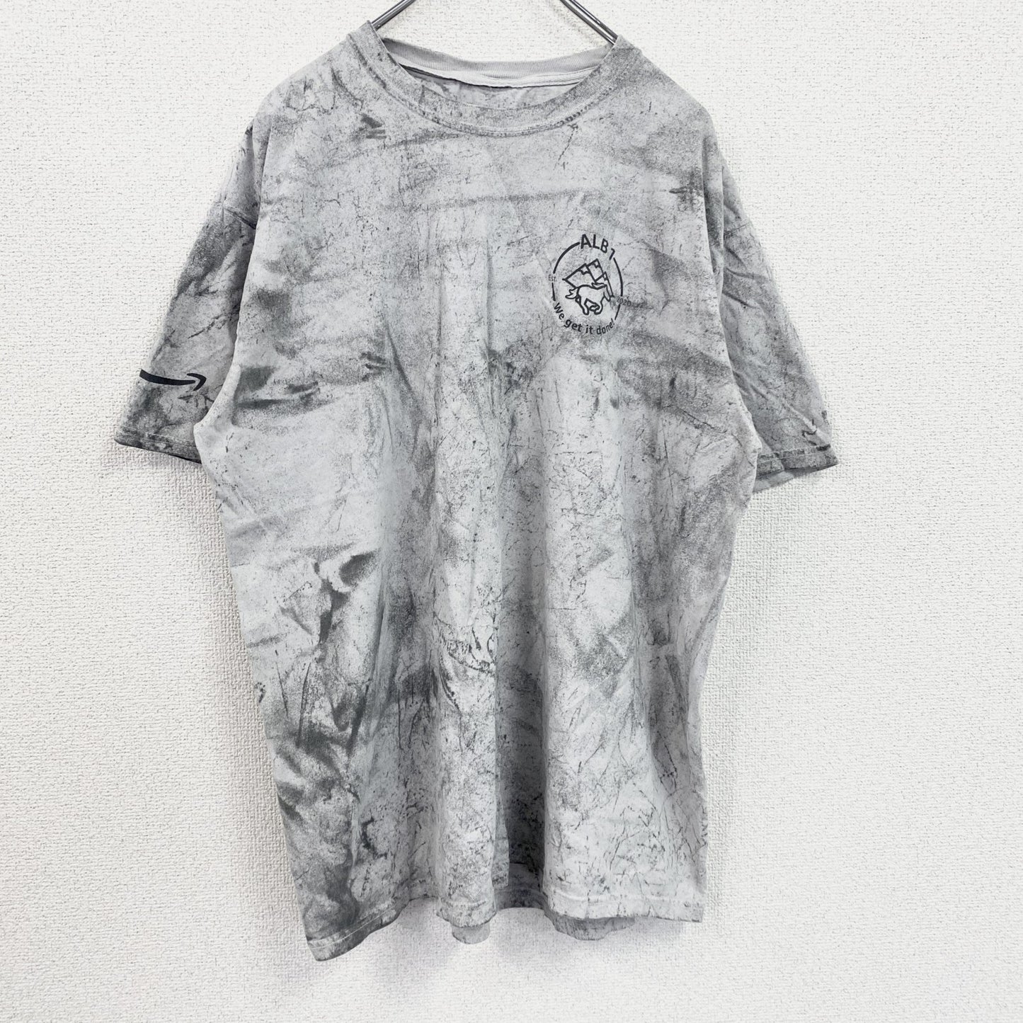 半袖プリントTシャツ　タイダイ柄　灰色　グレー
