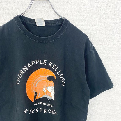 古着 used　PORT&COMPANY　半袖フロントプリントTシャツ　THORNAPPLE KELLOGG　黒　Mサイズ