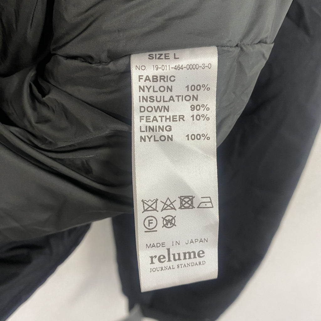 NANGA　ナンガ　JOURNAL STANDARD relume　ジャーナルスタンダードレリューム　ダウンジャケット　ダウン90%　黒　ブラック　Lサイズ