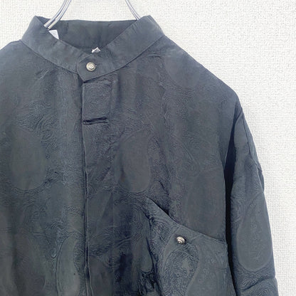 古着 used　長袖柄シャツ　ペイズリー　総柄　比翼ボタン　胸ポケット　レトロデザイン　幾何学模様　XLサイズ