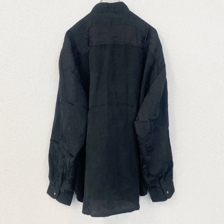 古着 used　長袖柄シャツ　ペイズリー　総柄　比翼ボタン　胸ポケット　レトロデザイン　幾何学模様　XLサイズ
