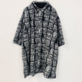 古着 used　PELLE PELLE　長袖プリント柄シャツ　総柄　黒　ブラック　レトロデザイン　XXLサイズ