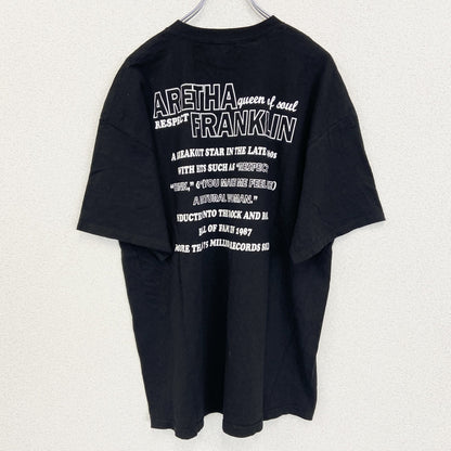 古着 used　ALSTYLE　半袖バンドプリントTシャツ　クルーネック　アレサフランクリン　Y2K　レトロ　黒　XLサイズ
