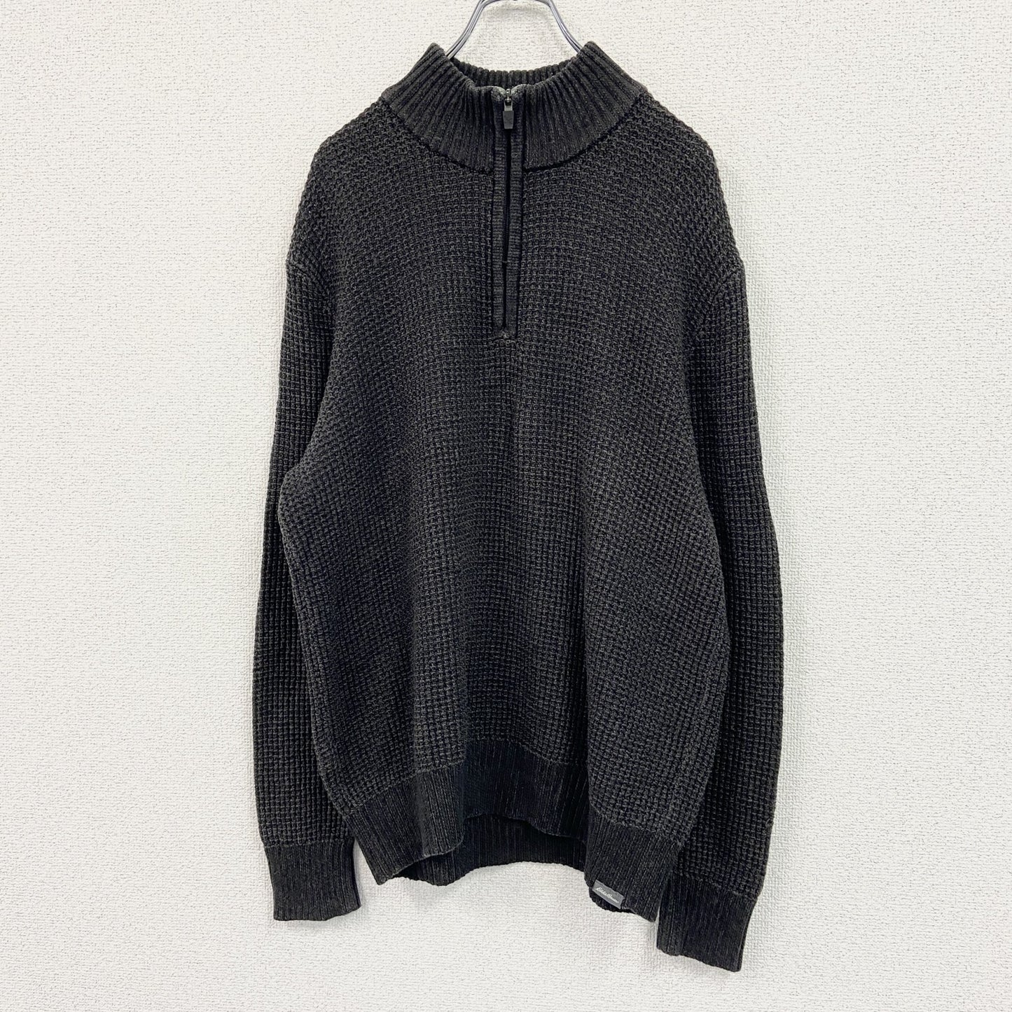 Eddie Bauer　エディーバウアー　ハーフジップニットセーター　焦げ茶　ダークブラウン　XLサイズ