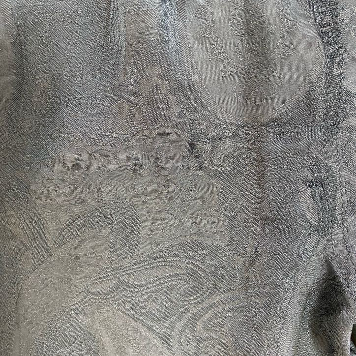 古着 used　長袖柄シャツ　ペイズリー　総柄　比翼ボタン　胸ポケット　レトロデザイン　幾何学模様　XLサイズ