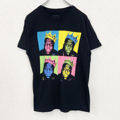 古着 used　B.I.G.　半袖プリントTシャツ　クルーネック　グラフィックT　カジュアルデザイン　レトロ　黒　Mサイズ