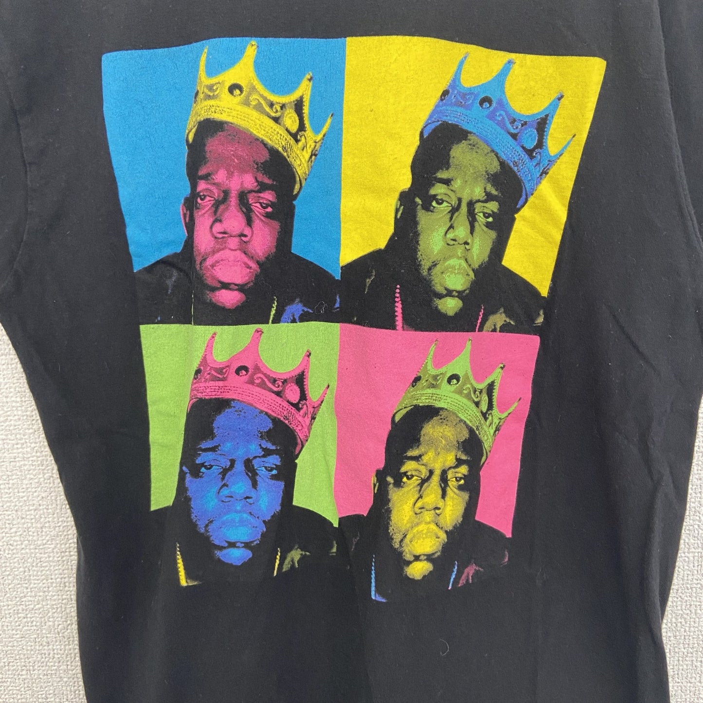 古着 used　B.I.G.　半袖プリントTシャツ　クルーネック　グラフィックT　カジュアルデザイン　レトロ　黒　Mサイズ