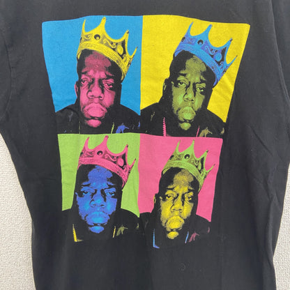古着 used　B.I.G.　半袖プリントTシャツ　クルーネック　グラフィックT　カジュアルデザイン　レトロ　黒　Mサイズ