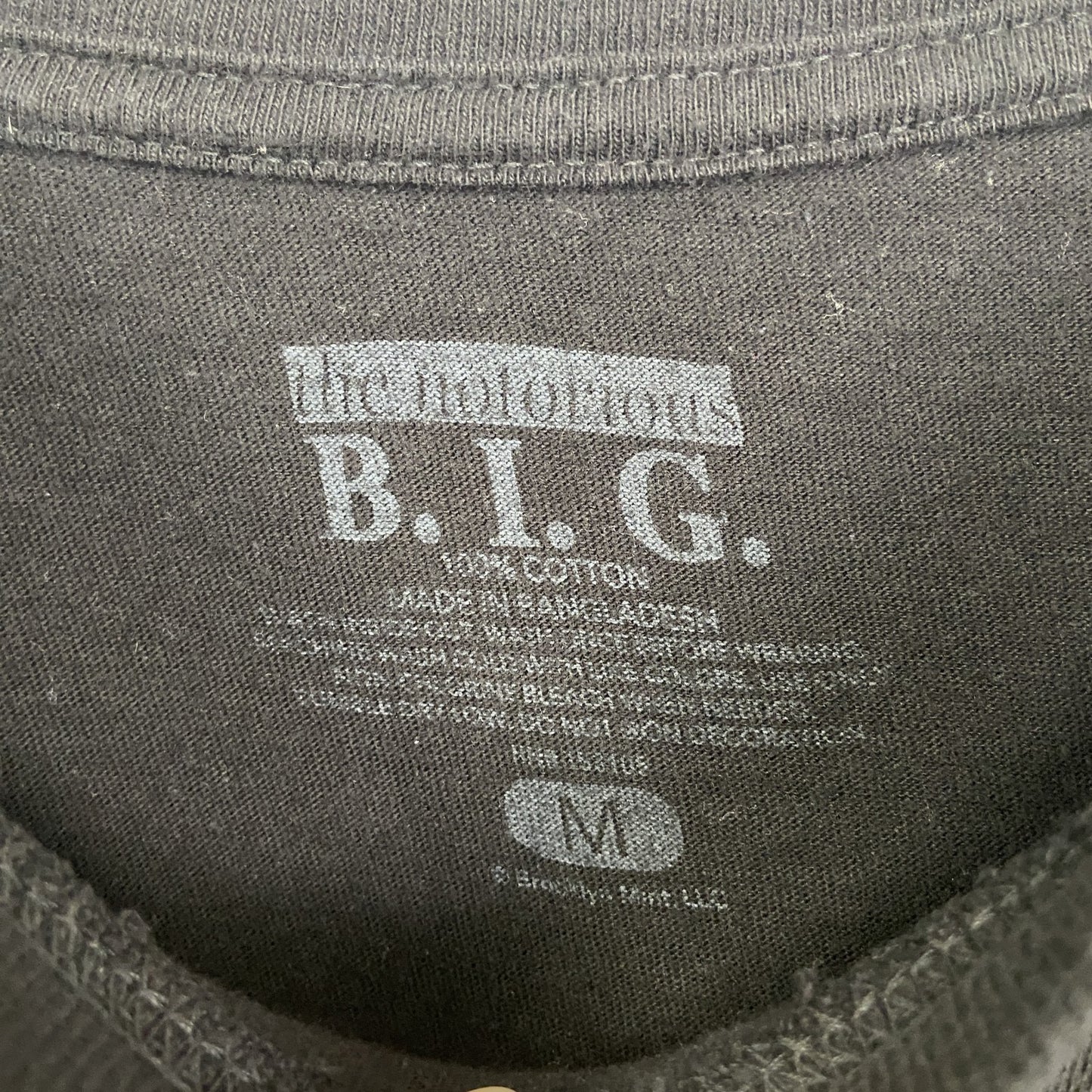 古着 used　B.I.G.　半袖プリントTシャツ　クルーネック　グラフィックT　カジュアルデザイン　レトロ　黒　Mサイズ