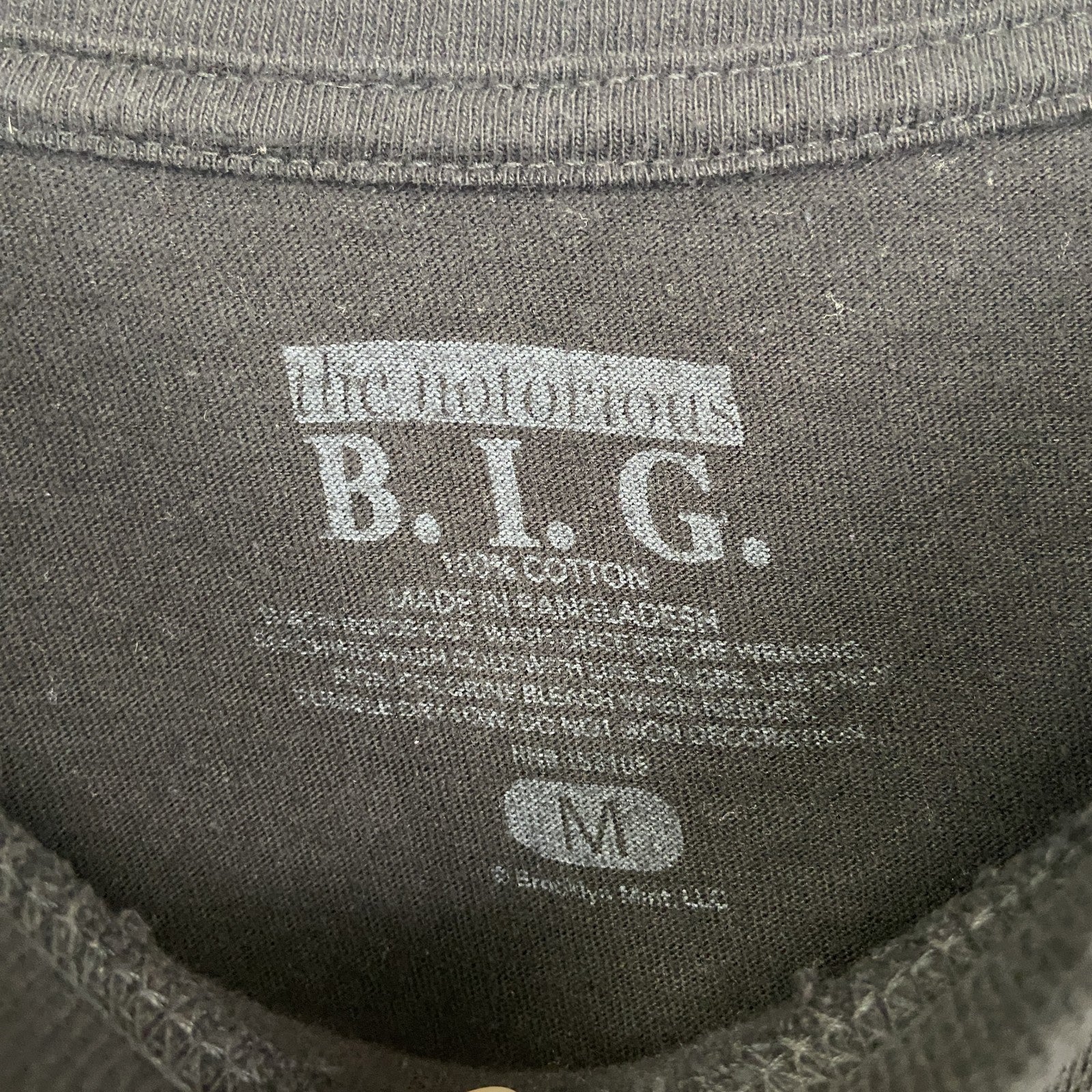 古着 used　B.I.G.　半袖プリントTシャツ　クルーネック　グラフィックT　カジュアルデザイン　レトロ　黒　Mサイズ