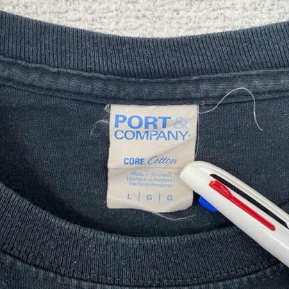 古着 used　PORT&COMPANY　半袖デザインプリントTシャツ　ハンバーガー　Red Robin　黒　ブラック　Lサイズ