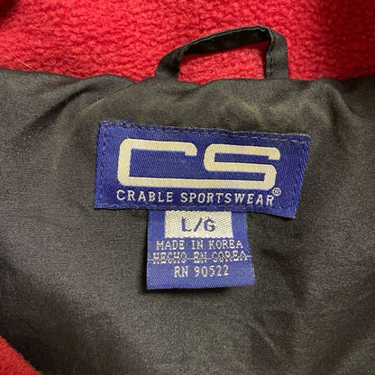 ～90s　CRABLE SPORTSWEAR　フリースジャケット　ARKANSAS　黒　赤　Lサイズ