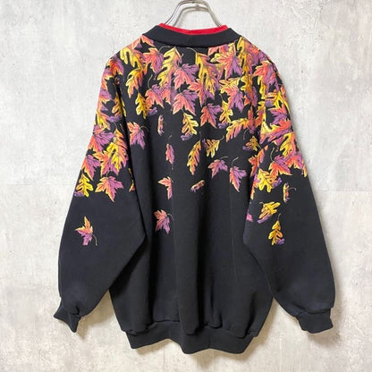 ～90s　SUNSCHIN　DESIGNS　スウェット/トレーナー　落ち葉　もみじ　ダブルネック　XLサイズ