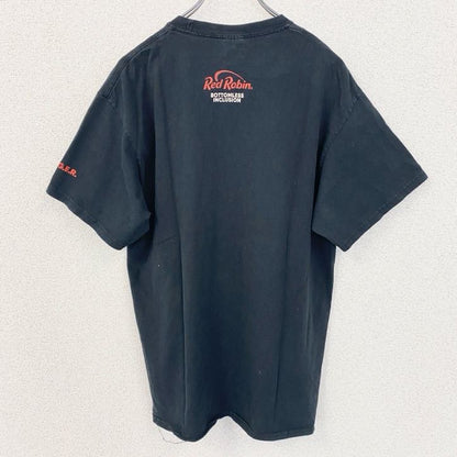 古着 used　PORT&COMPANY　半袖デザインプリントTシャツ　ハンバーガー　Red Robin　黒　ブラック　Lサイズ