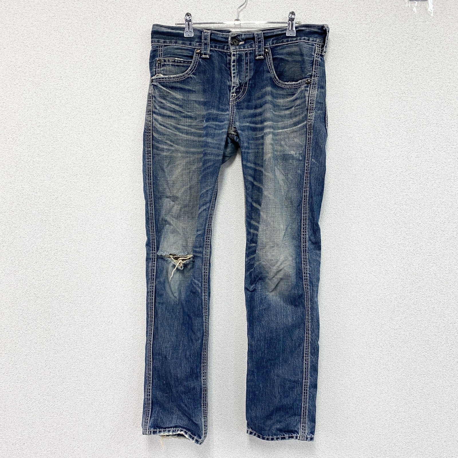 Levi's　リーバイス　ダメージデニムパンツ/ジーンズ　鬼ヒゲ　縦落ち　ジップフライ　インディゴ　32サイズ