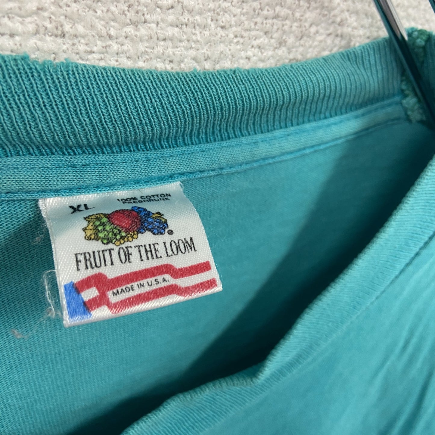 FRUIT OF THE LOOM　フルーツオブザルーム　半袖プリントTシャツ　エメラルドグリーン　XLサイズ