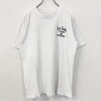 古着 used　半袖プリントTシャツ　ホワイト　白　カジュアルデザイン　クルーネック　シングルステッチ　90s　レトロ　Lサイズ
