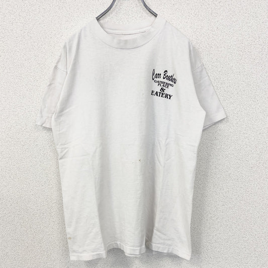古着 used　半袖プリントTシャツ　ホワイト　白　カジュアルデザイン　クルーネック　シングルステッチ　90s　レトロ　Lサイズ