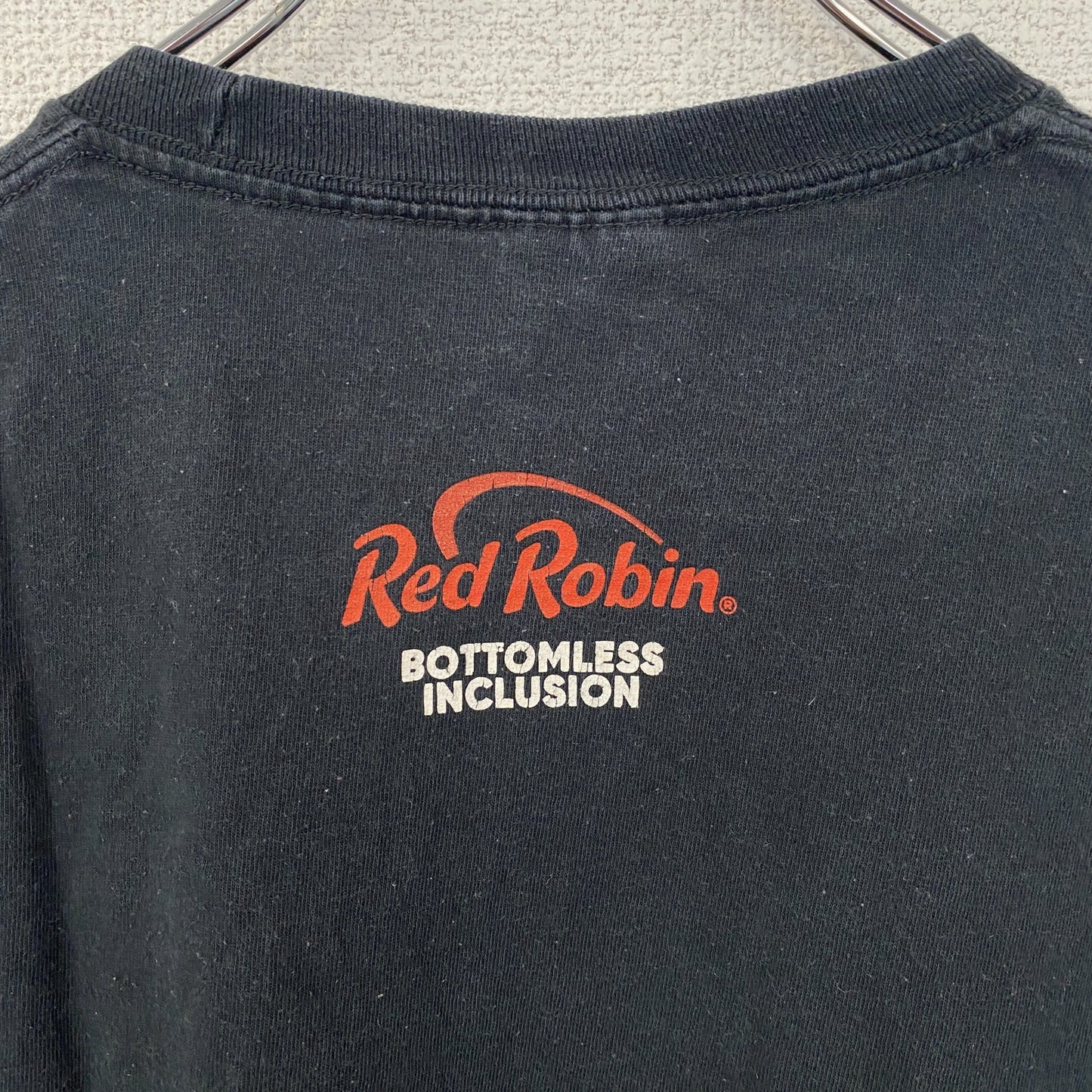 古着 used　PORT&COMPANY　半袖デザインプリントTシャツ　ハンバーガー　Red Robin　黒　ブラック　Lサイズ