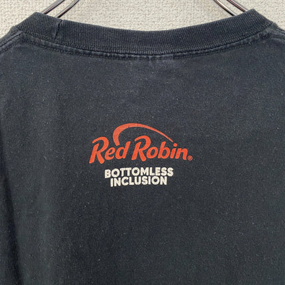古着 used　PORT&COMPANY　半袖デザインプリントTシャツ　ハンバーガー　Red Robin　黒　ブラック　Lサイズ