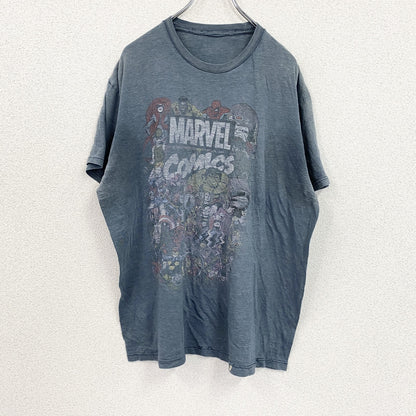 MARVEL COMICS　マーベル　半袖プリントTシャツ　フェード　紺　ネイビー