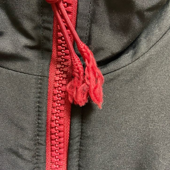 ～90s　CRABLE SPORTSWEAR　フリースジャケット　ARKANSAS　黒　赤　Lサイズ