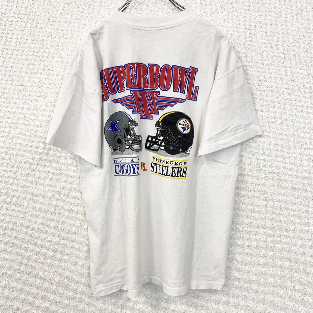 古着 used　半袖プリントTシャツ　ホワイト　白　カジュアルデザイン　クルーネック　シングルステッチ　90s　レトロ　Lサイズ