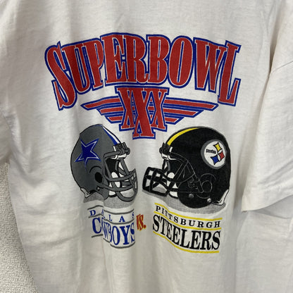 古着 used　半袖プリントTシャツ　ホワイト　白　カジュアルデザイン　クルーネック　シングルステッチ　90s　レトロ　Lサイズ
