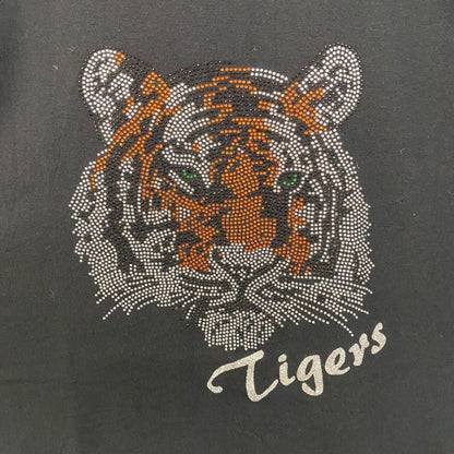 古着 used　GILDAN　ギルダン　半袖アニマルデザインTシャツ　トラ　Tiger　動物　ラインストーン　黒　Lサイズ