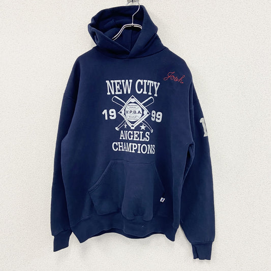 90s　RUSSELL ATHLETIC　ラッセル　スウェットパーカー/フーディー　ヴィンテージ　紺　ネイビー　XLサイズ
