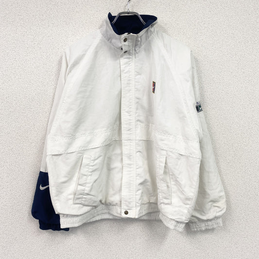 90s　NIKE　ナイキ　フルジップジャケット　ラグランスリーブ　スウッシュ　比翼仕立て　ヴィンテージ　白　ホワイト　Mサイズ