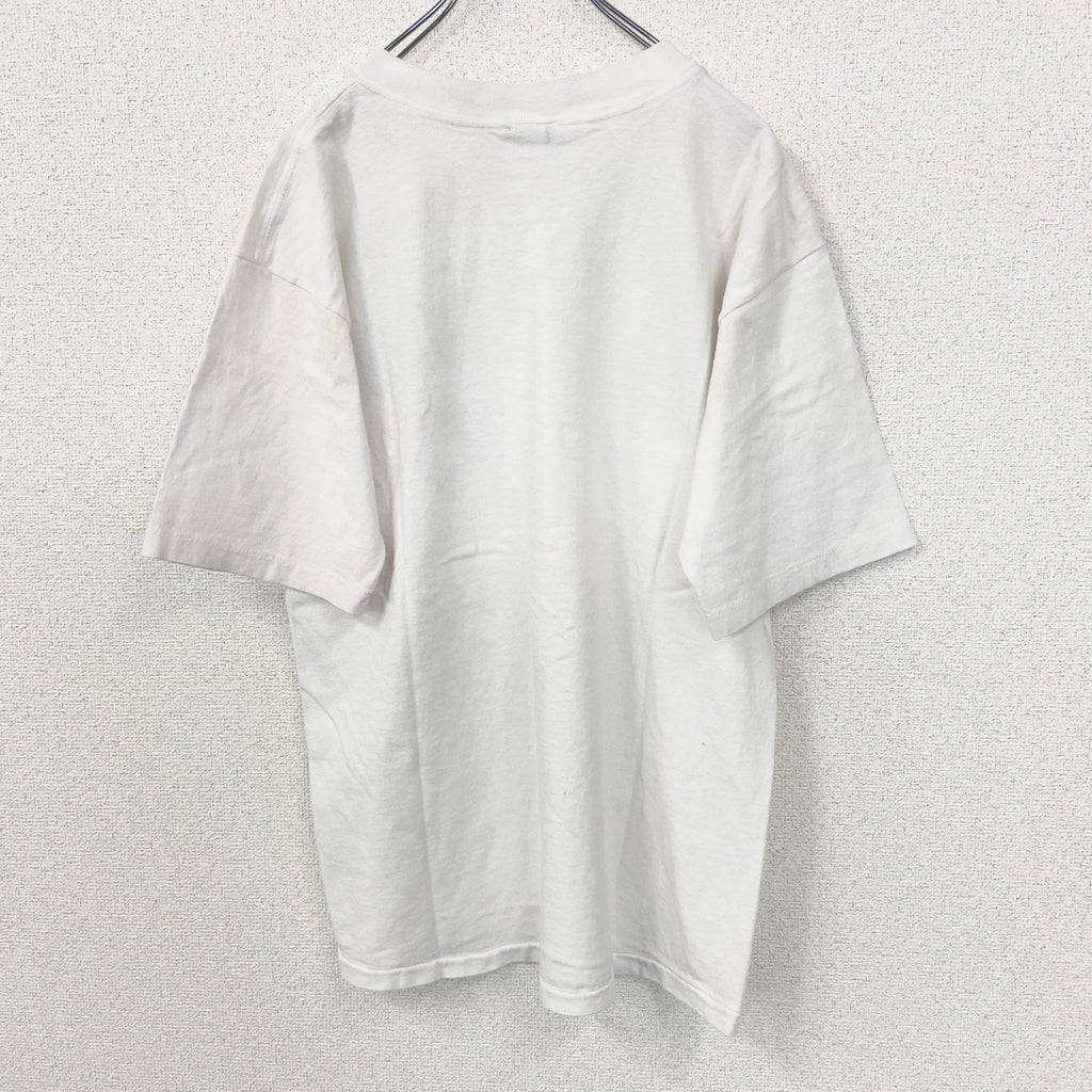 古着 used　ALPZ　アルプツ　半袖プリントTシャツ　白　カジュアルデザイン　クルーネック　シングルステッチ　90s　Lサイズ