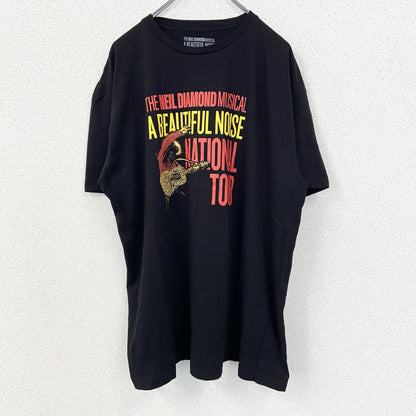 古着 used　半袖音楽家プリントTシャツ　黒　ニール ダイヤモンド　カジュアルデザイン　レトロ　クルーネック　XLサイズ