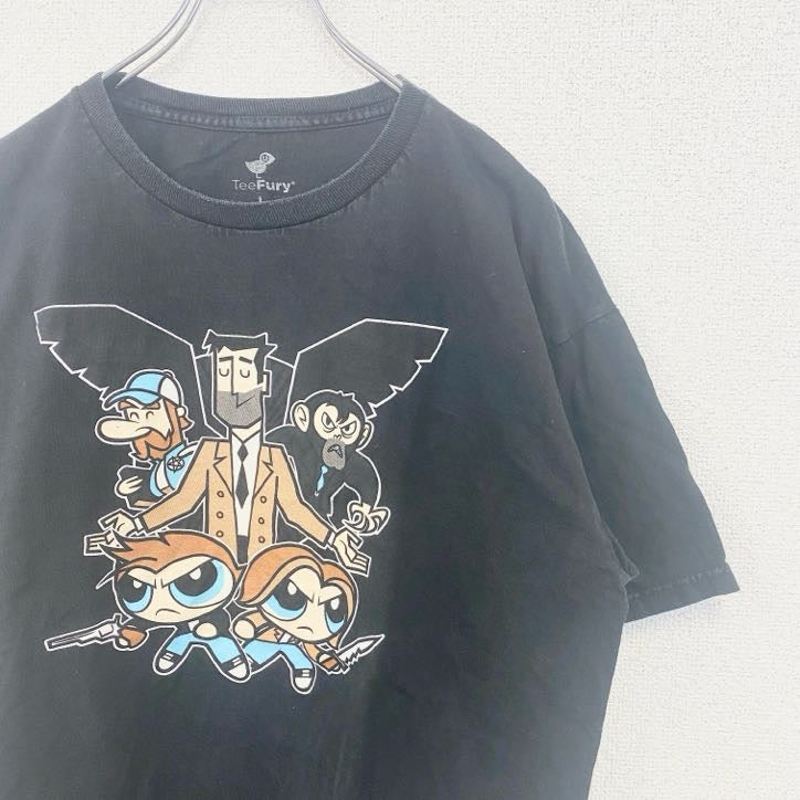 古着 used　TeeFury　半袖プリントTシャツ　Hell and Back Boys　黒　ブラック　キャラクター　Lサイズ