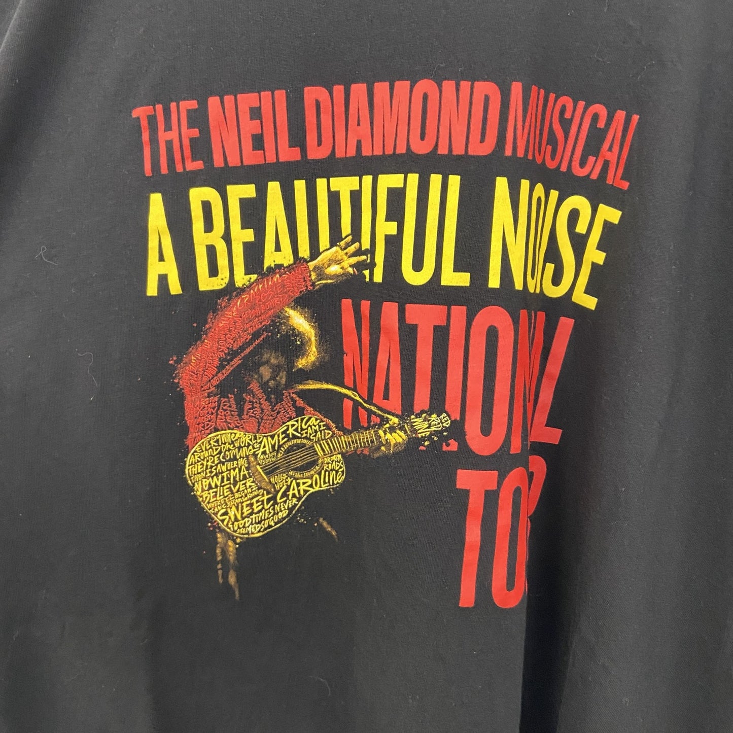 古着 used　半袖音楽家プリントTシャツ　黒　ニール ダイヤモンド　カジュアルデザイン　レトロ　クルーネック　XLサイズ