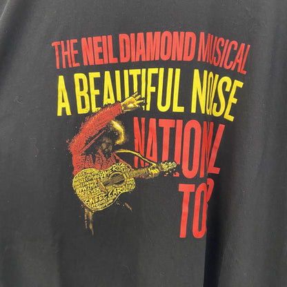 古着 used　半袖音楽家プリントTシャツ　黒　ニール ダイヤモンド　カジュアルデザイン　レトロ　クルーネック　XLサイズ