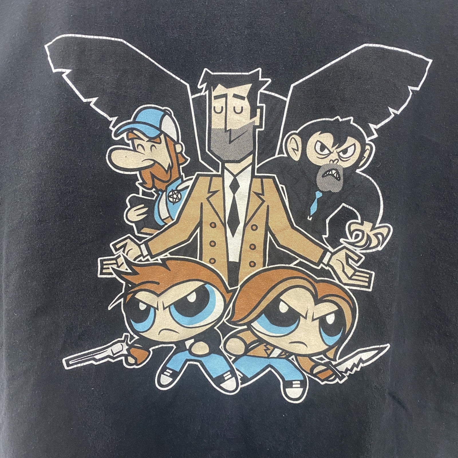 古着 used　TeeFury　半袖プリントTシャツ　Hell and Back Boys　黒　ブラック　キャラクター　Lサイズ