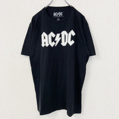 古着 used　AC/DC　エーシー ディーシー　半袖バンドプリントTシャツ　黒　カジュアル　ロゴT　クルーネック　Lサイズ