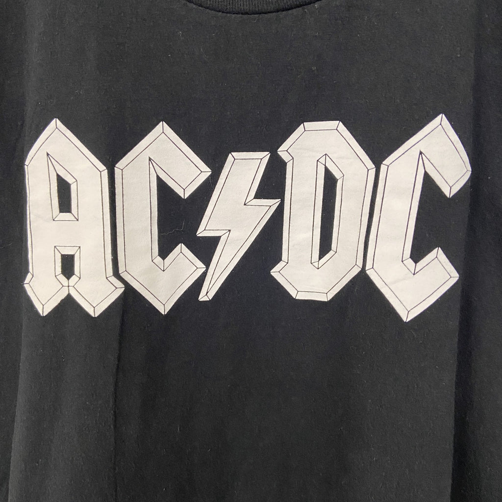 古着 used　AC/DC　エーシー ディーシー　半袖バンドプリントTシャツ　黒　カジュアル　ロゴT　クルーネック　Lサイズ