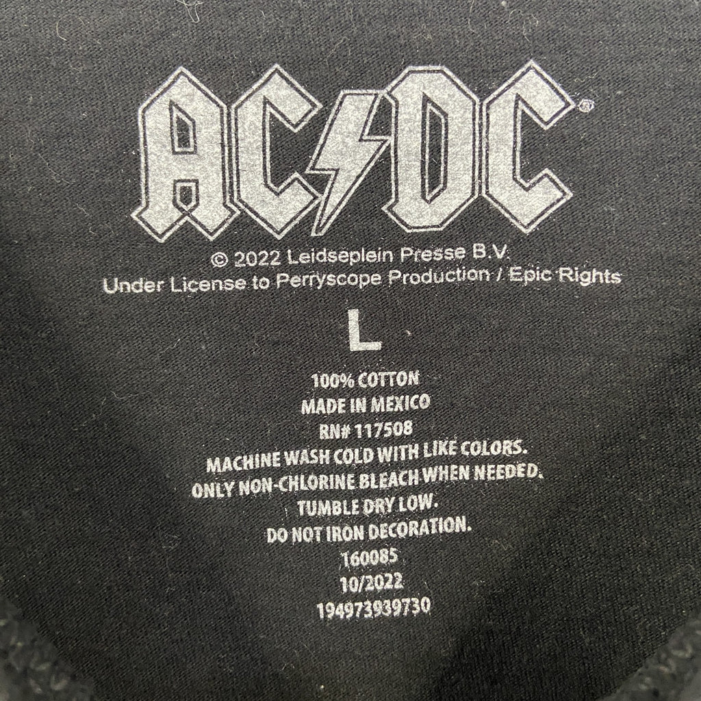 古着 used　AC/DC　エーシー ディーシー　半袖バンドプリントTシャツ　黒　カジュアル　ロゴT　クルーネック　Lサイズ