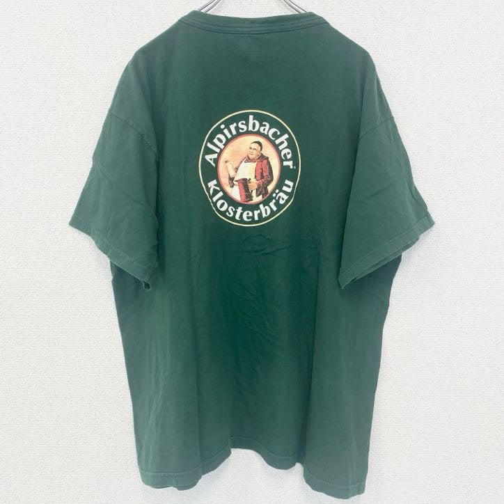 古着 used　半袖プリントTシャツ　アルピルスバッハー クロスターブロイ　ドイツビール　バックプリント　緑　グリーン