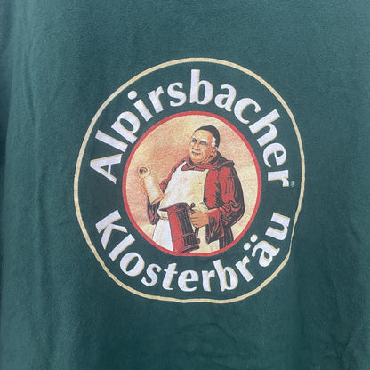 古着 used　半袖プリントTシャツ　アルピルスバッハー クロスターブロイ　ドイツビール　バックプリント　緑　グリーン