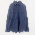 古着 used　BANANA REPUBLIC　半袖プリント総柄シャツ　レトロデザイン　胸ポケット　紺　Lサイズ