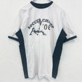 古着 used　半袖プリントリンガーTシャツ　サッカー　2006　ドイツ　白　ホワイト　黒　ブラック　Mサイズ