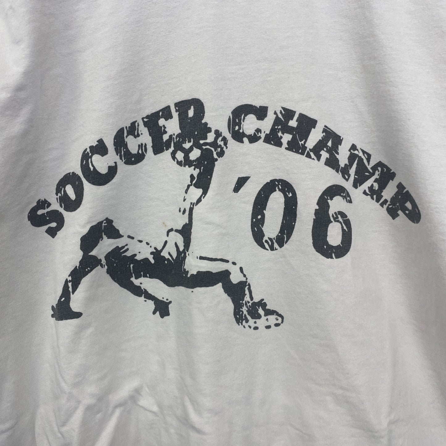 古着 used　半袖プリントリンガーTシャツ　サッカー　2006　ドイツ　白　ホワイト　黒　ブラック　Mサイズ