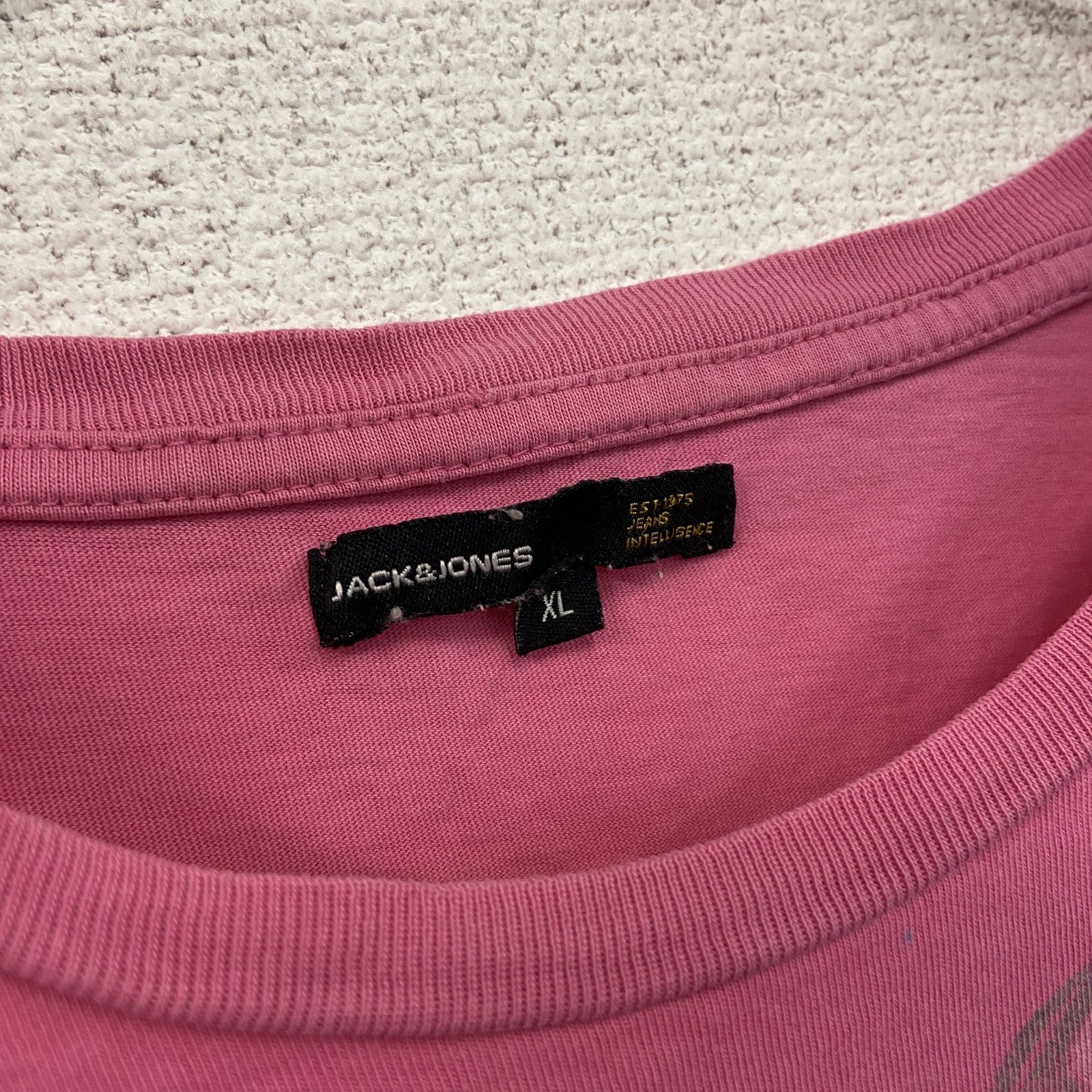 JACK&JONES　ジャックアンドジョーンズ　半袖プリントTシャツ　ドクロ　ピンク　XLサイズ